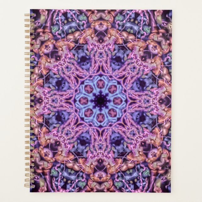 Agenda Alienígena Psicodélico Roxo Caleidoscópico Mandala (Frente)