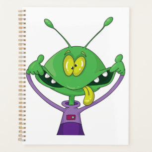 Agenda Alienígena Verde Engraçado Fazendo Careta Boba