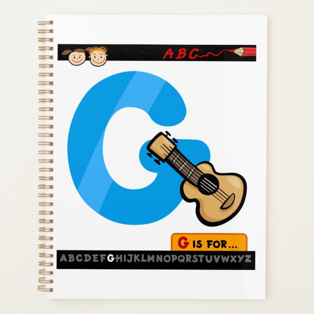 Agenda Alphabet Letter G is for Guitar (Frente)