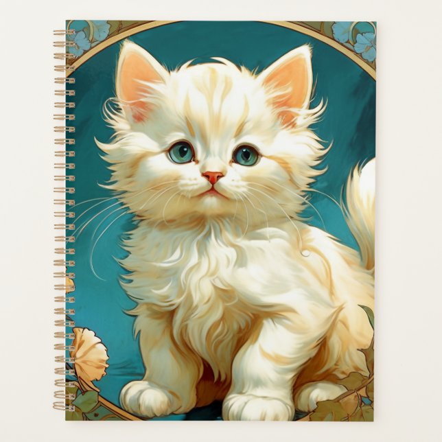 Agenda Alphonse Mucha Art Nouveau White Cat (Frente)