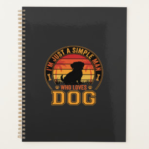 Agenda Amante de Cães Homem Simples Retro Pôr do Sol
