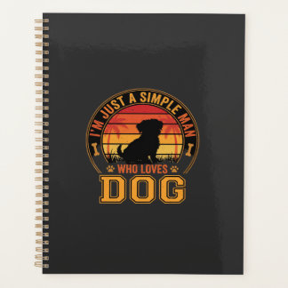 Agenda Amante de Cães Homem Simples Retro Pôr do Sol