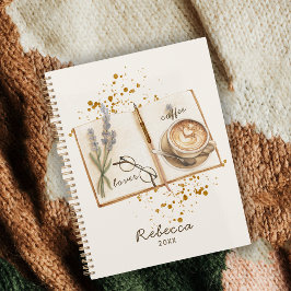 Agenda Amante de Café Única Aquarela Tendência 2026