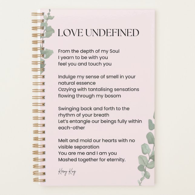 Agenda Amar Poesia Poema Indefinida (Frente)