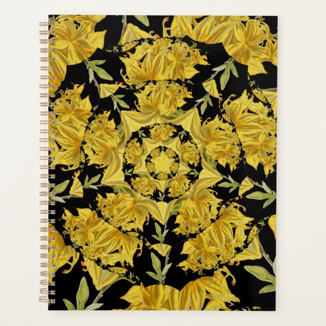 Agenda Amarelo e preto Azalea arte fractal (Frente)