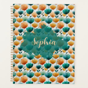 Agenda Amarelo Floral Primavera Vintage e Verde