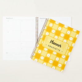 Agenda Amarelo Xadrez Floral