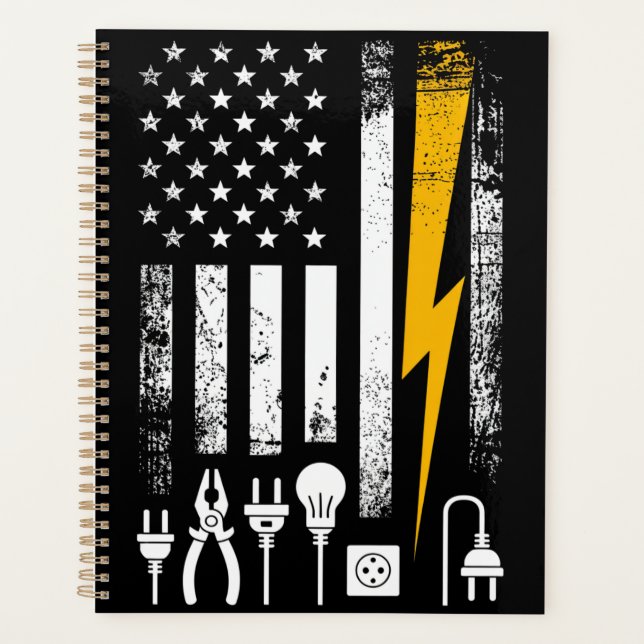 Agenda American Flag Lineman Electrician Utility Worker (Frente)