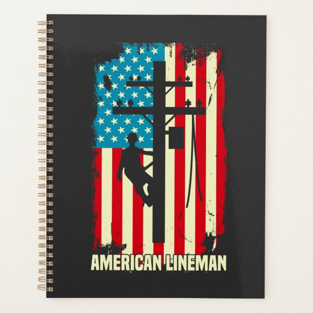 Agenda American Lineman Flag Planner de cabos elétricos (Frente)