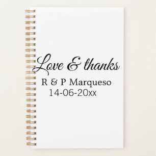 Agenda Amor & agradecimentos adicionar nome do casal casa