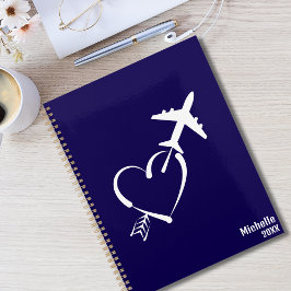 Agenda Amor & Aventura, Coração com Seta & Avião, Azul