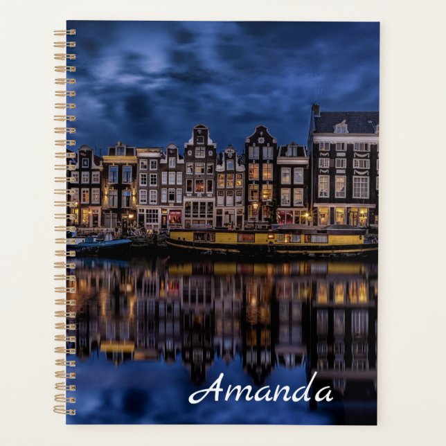 Agenda Amsterdã com canais em Dusk (Frente)