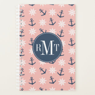 Agenda Ancoragem azul do marinho de coral náutico e padrã