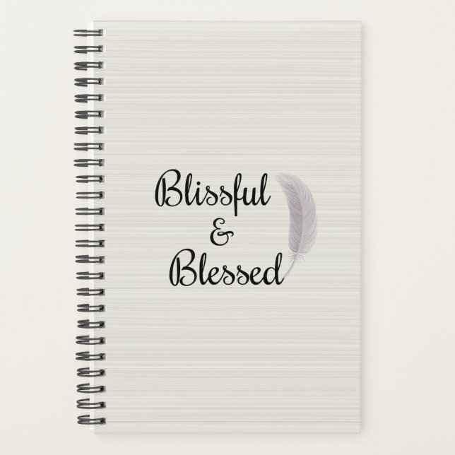 Agenda Angel Feather Stripes Ivory White Cinza Zen (Frente)