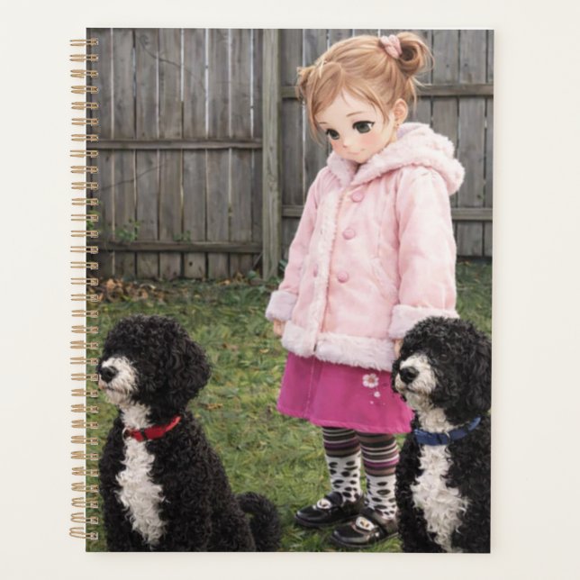 Agenda Anime Girl & Two Dogs Weekly Planner (Frente)