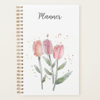 Agenda Annual Planner Tulips Watercolor