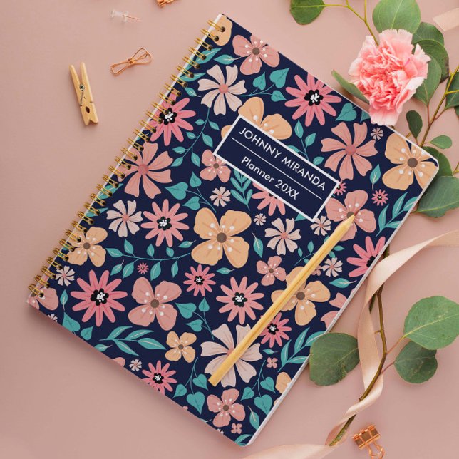 Agenda Ano e Marinho de Nome do Padrão de Flor (Criador carregado)