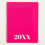 Agenda Ano elegante da tipografia moderna rosa-quente<br><div class="desc">Simples e elegante Planner elegante,  personalizado,  de tipografia moderna,  rosa-quente minimalista e branca. Texto serif branco personalizado,  fundo comum sólido rosa-quente. Você pode personalizá-lo com seu nome,  iniciais,  monograma,  ano,  etc ou simplesmente excluir o texto,  e deixar a cor rosa-de-rosa-quente preto sólido.</div>