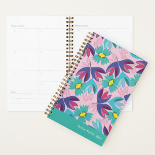 Agenda Ano floral verde moderno crocus primavera feminino
