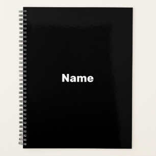 Agenda Ano monograma de texto de nome personalizado preto