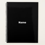 Agenda Ano monograma de texto de nome personalizado preto<br><div class="desc">Simples personalizado de nome preto texto monograma ano simples e elegante Planejador personalizado. Texto branco personalizado sobre fundo preto de cor sólida e clara. Você pode personalizá-lo com nome de empresa,  escritório ou comercial,  ano,  iniciais,  monograma,  etc</div>