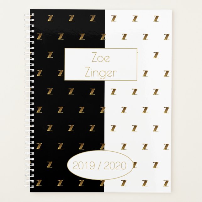 Agenda Ano Personalizado 2019 2020 Monograma Dourado Bran (Frente)