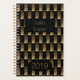 Agenda Ano Personalizado 2019 Monograma Dourado Preto L E