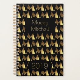 Agenda Ano Personalizado 2019 Monograma Dourado Preto M E