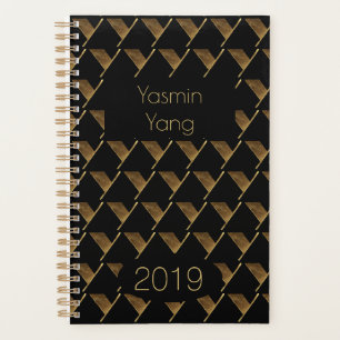 Agenda Ano Personalizado 2019 Monograma Dourado Preto Y E