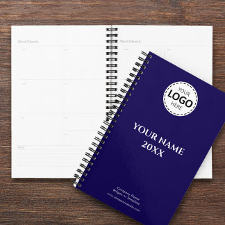 Agenda Ano personalizado, logotipo, texto, diário azul