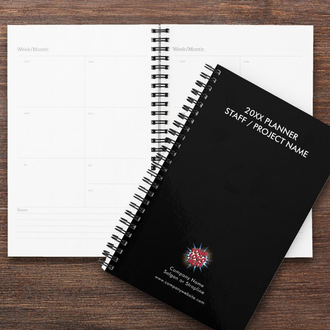 Agenda Ano personalizado, logotipo, texto, diário preto (Criador carregado)