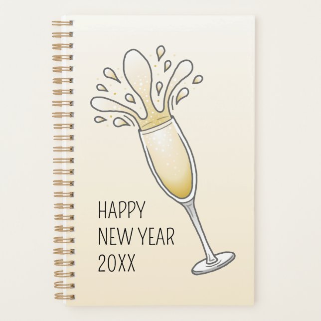 Agenda Anos novos Vidro de Champagne (Frente)