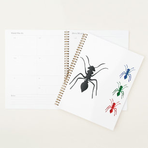Agenda Ant Silhouettes Insetos Azul Preto Verde e Vermelh