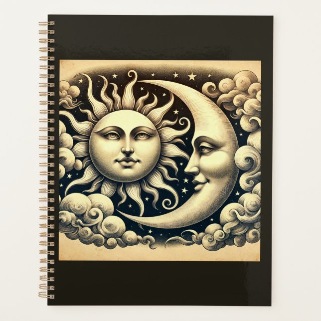 Agenda Antigo Sol & Lua Celestial (Frente)