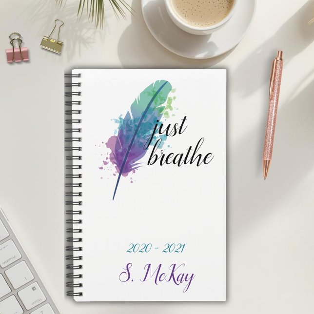 Agenda Apenas Respire Boho Monograma de Aquarela (Criador carregado)
