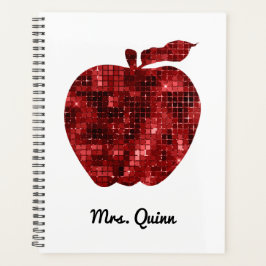 Agenda Apple Sequin Red Faux do Professor Personalizado