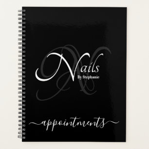 Agenda Appt. Nail Artist do Nome do Monograma Elegante Mo