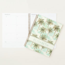 Agenda Aqua e Cream Monograma Tropical Palm