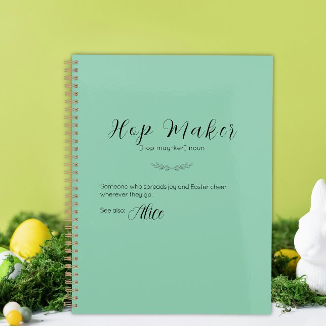 Agenda Aqua Easter Bunny Planner personalizado - Salto Ma (Personalized Aqua Easter Bunny Planner - Hop Maker)