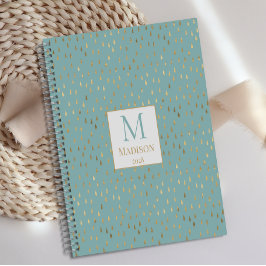 Agenda Aqua Gold Pingente Moderno Monograma Tendência