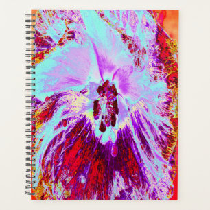 Agenda Aqua tropical abstrato e flor de hibisco roxa