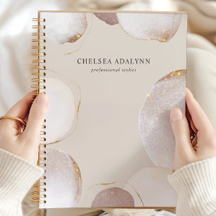 Agenda Aquarela Abstrata Brilho Luxo Elegante Dourado