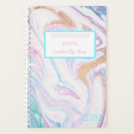 Agenda Aquarela Dourada Glitter Marble do Oceano de Praia