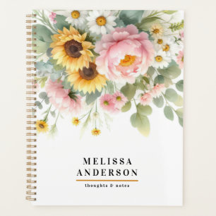 Agenda aquarela floral e folhagem Moderno elegante