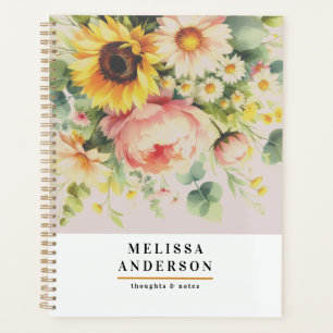 Agenda aquarela floral e folhagem Moderno elegante