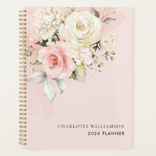 Agenda Aquarela Floral Rosa 2026