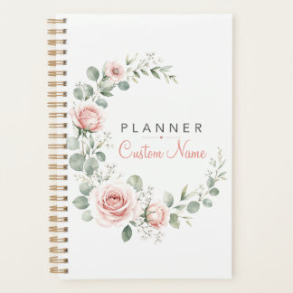 Agenda Aquarela Floral Soft Blush Personalizada Acadêmica