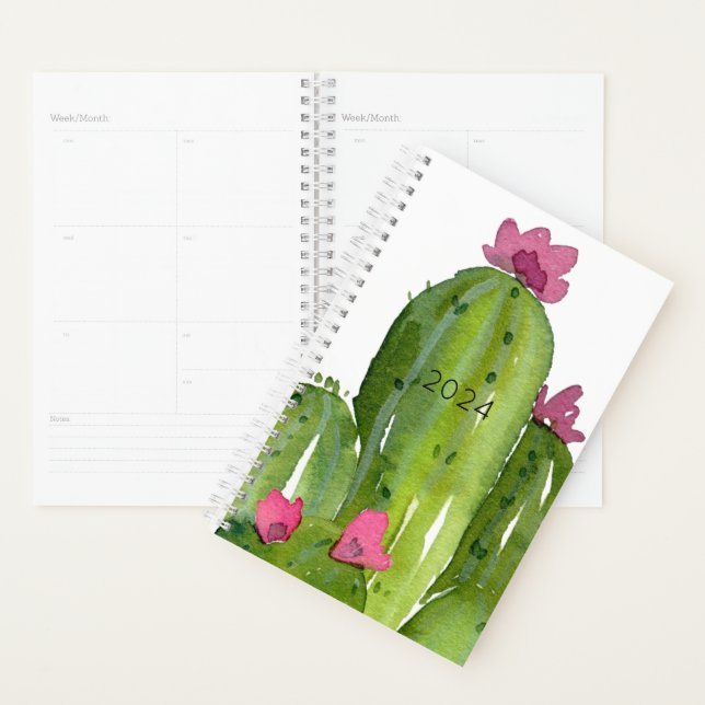 Agenda Aquarela Flores de Cactus ANUAIS Deserto Arte (Exibição)