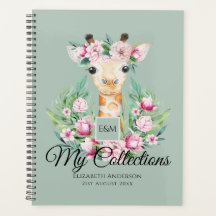 Aquarela GIRAFFE Boho Flores Rosa Meninas Chamadas