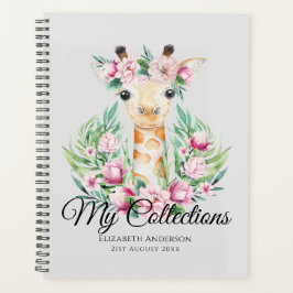 Agenda Aquarela GIRAFFE Boho Flores Rosa Meninas Chamadas
